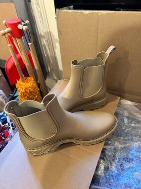 Beige Chelsea Rain Boots